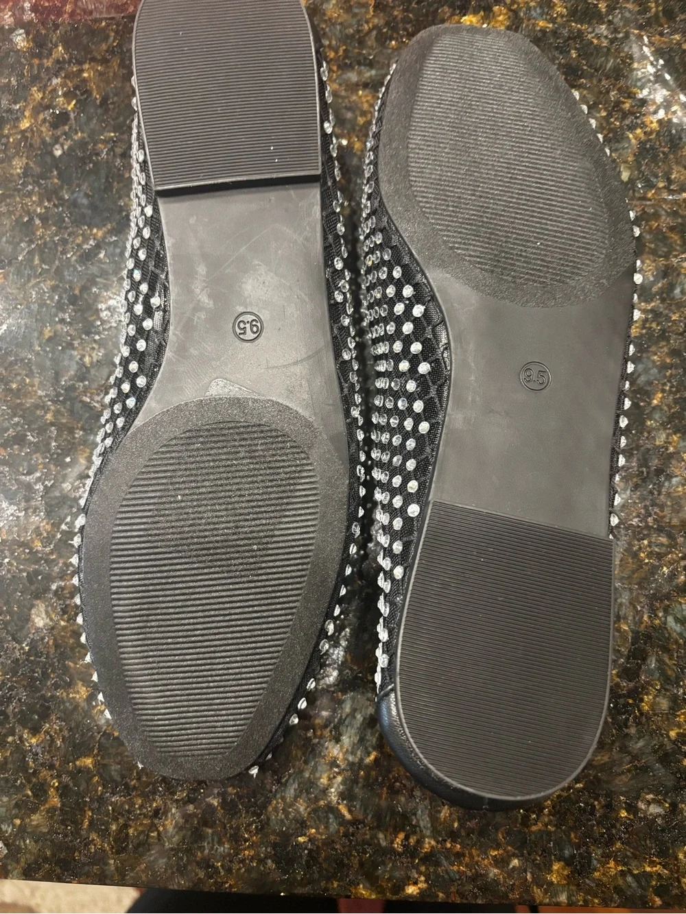 Steve Madden Black Studded Ballet Flat with Silver Accents NWOT